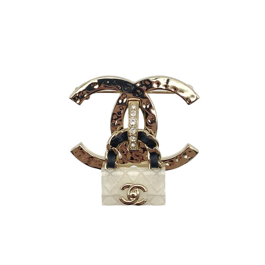 CHANEL COCOMARK BROOCH BAG MOTIF RHINESTONE WHITE ACCESSORY B23C 90274873