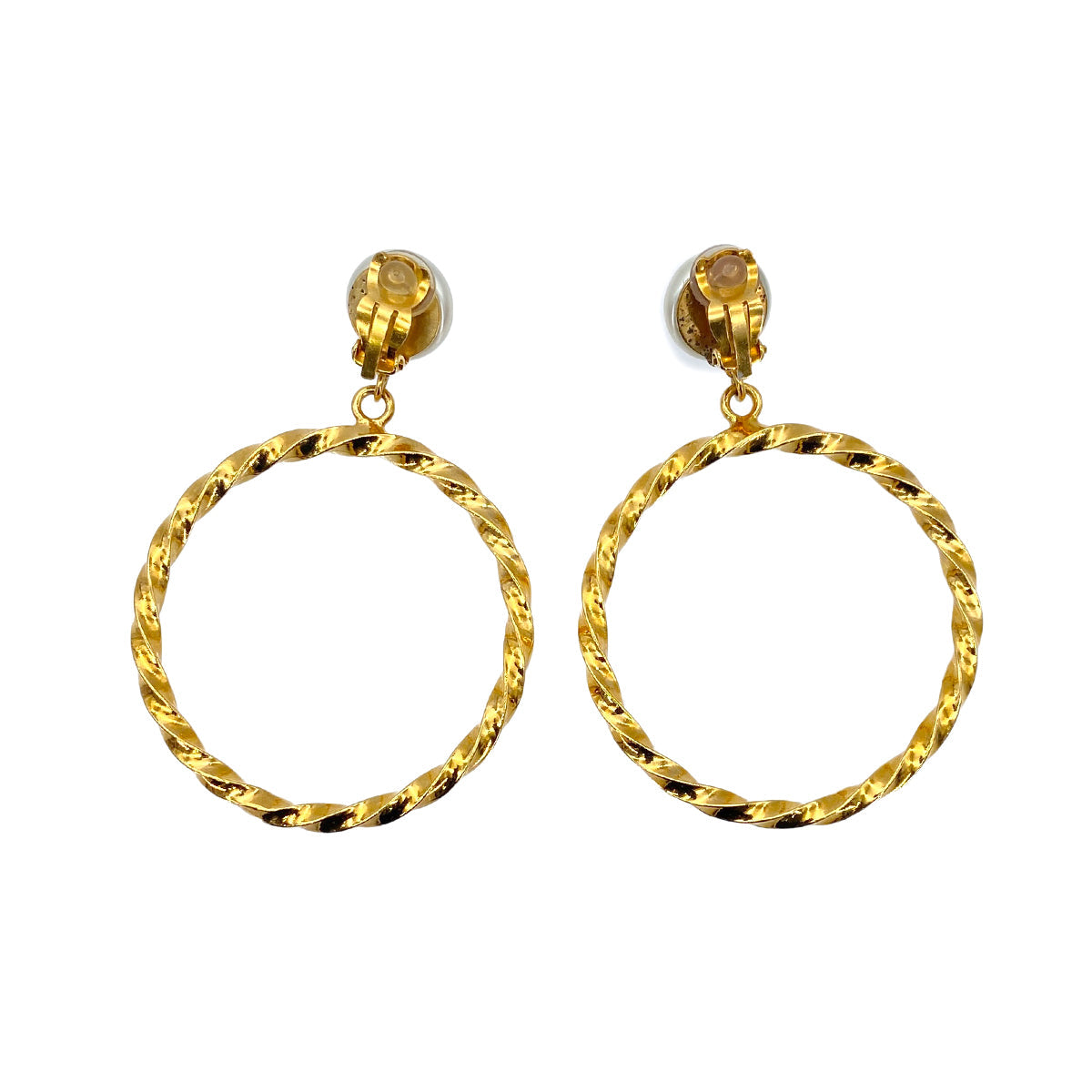 CHANEL VINTAGE EARRINGS COCOMARK FAKEPEARL HOOP ACCESSORY 96A 90275821