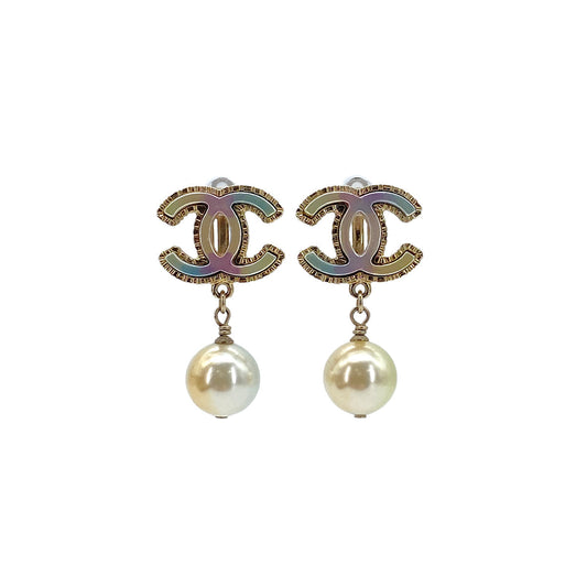 CHANEL EARRINGS COCOMARK FAKEPEARL RAINBOW SWING A17P 90275940