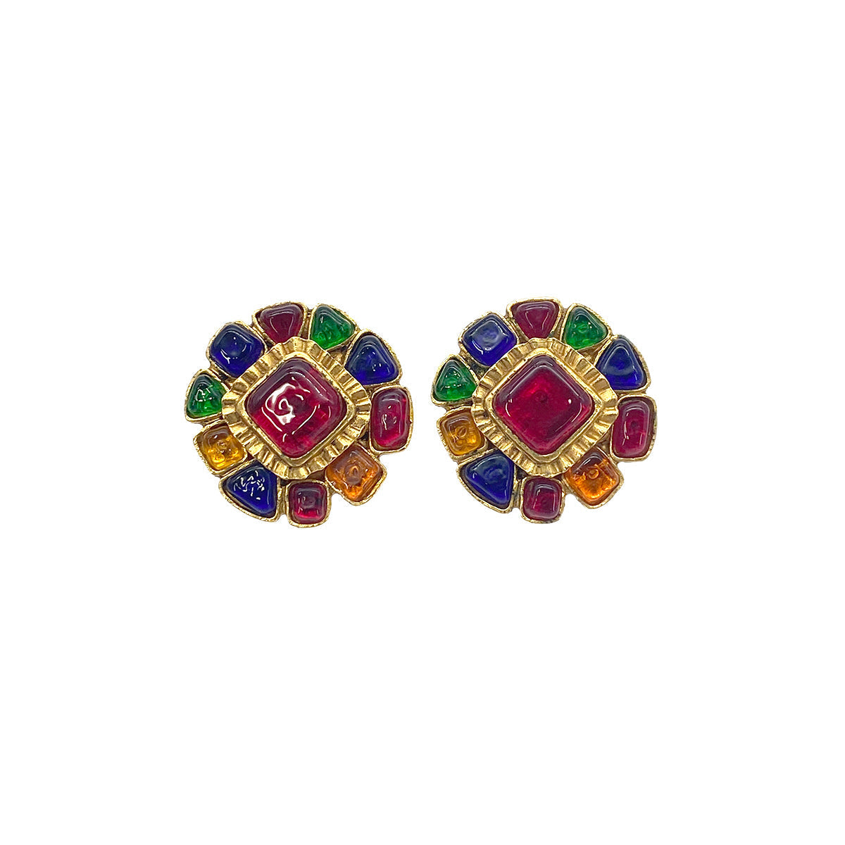 CHANEL VINTAGE EARRINGS GRIPOIX ROUND GOLD ACCESSORY 94A 90276366