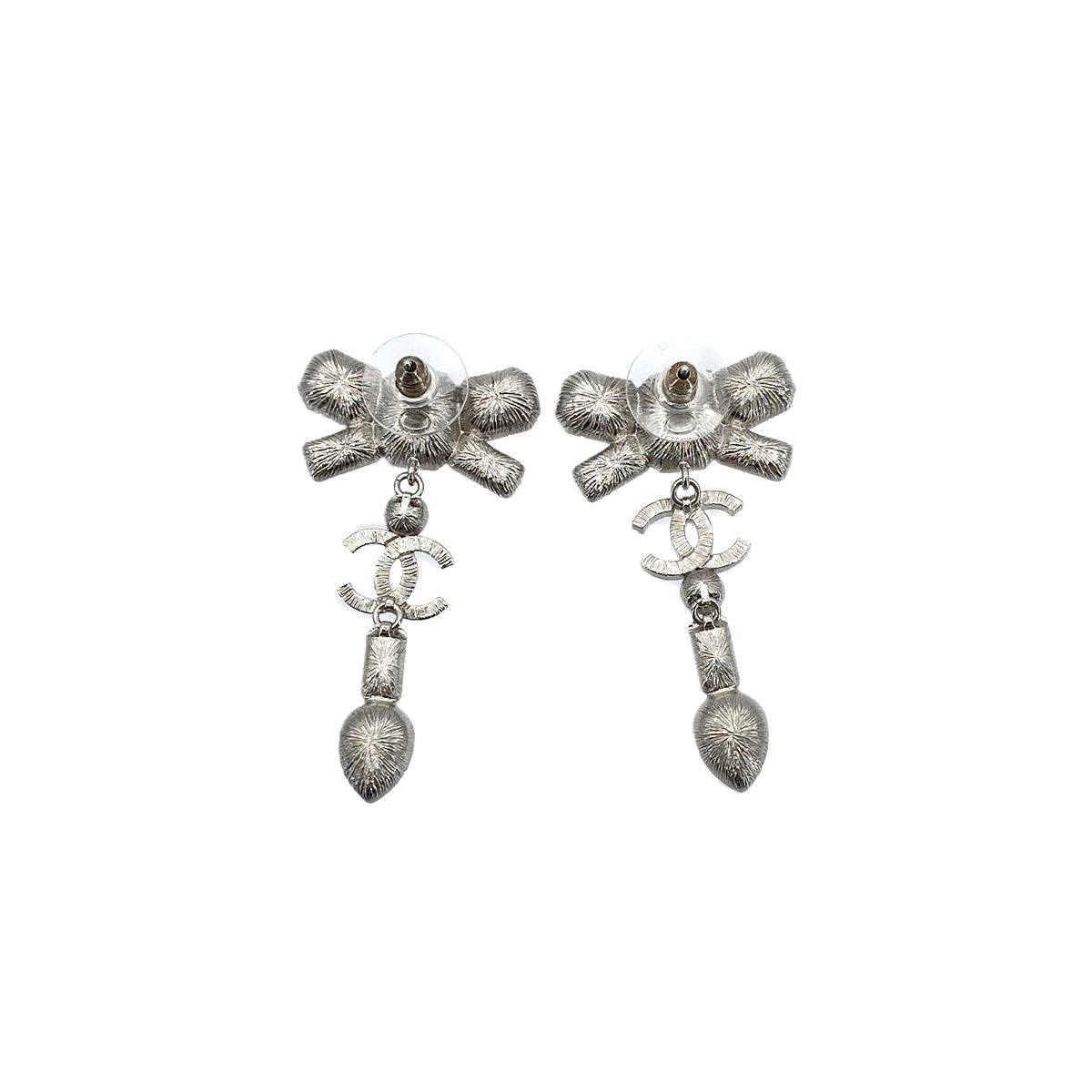 CHANEL EARRINGS COCOMARK RIBBON RHINESTONE PEARL ACCESSORY B23K 90276395