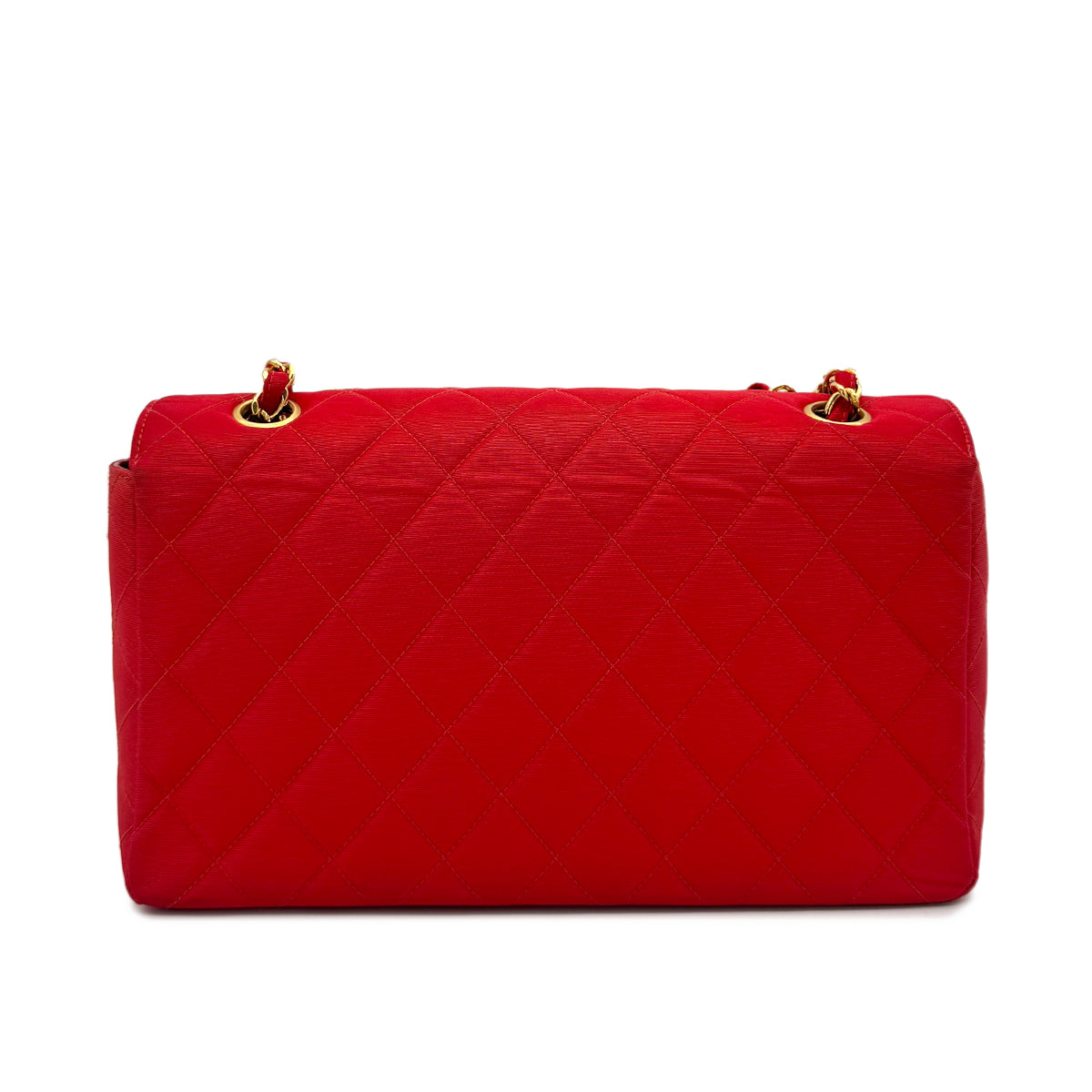 CHANEL VINTAGE MATELASSE CHAIN SHOULDER BAG RED SATIN 90277706