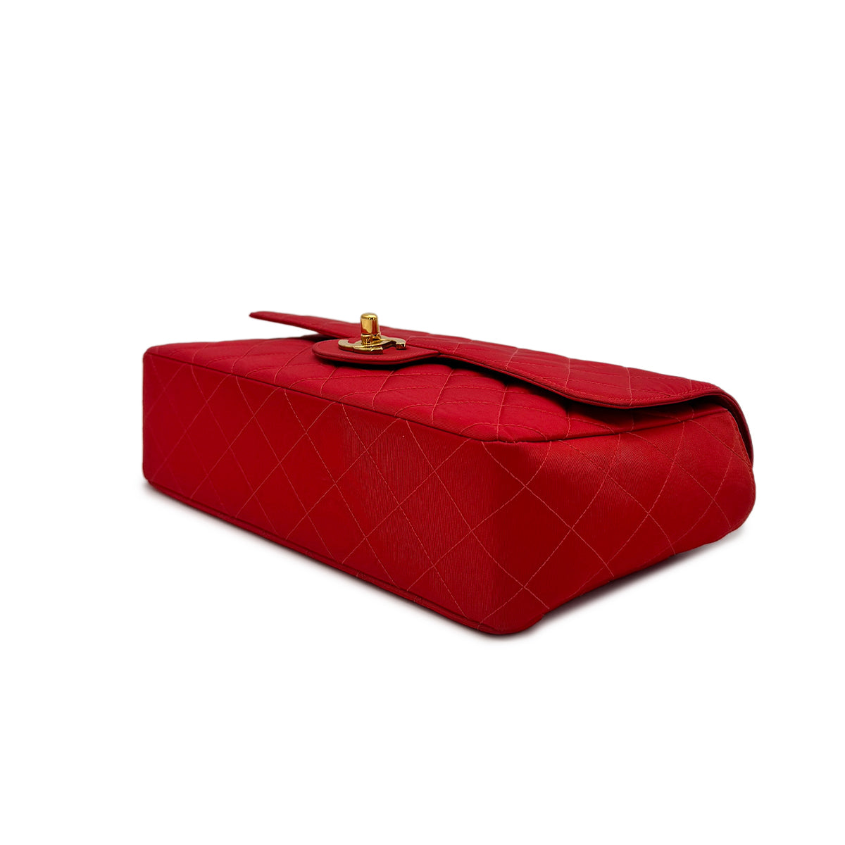 CHANEL VINTAGE MATELASSE CHAIN SHOULDER BAG RED SATIN 90277706