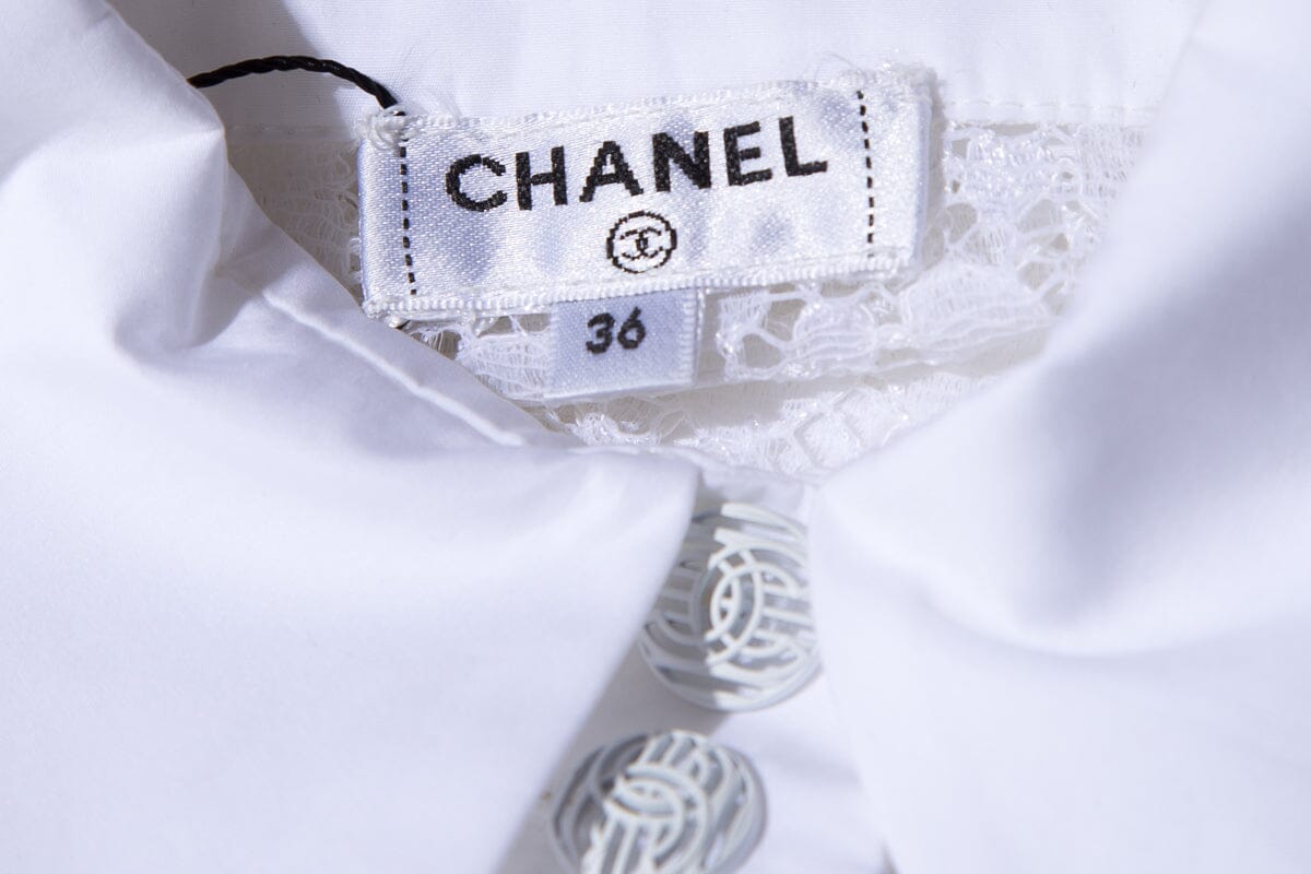 Chanel White Lace Blouse SZ 36