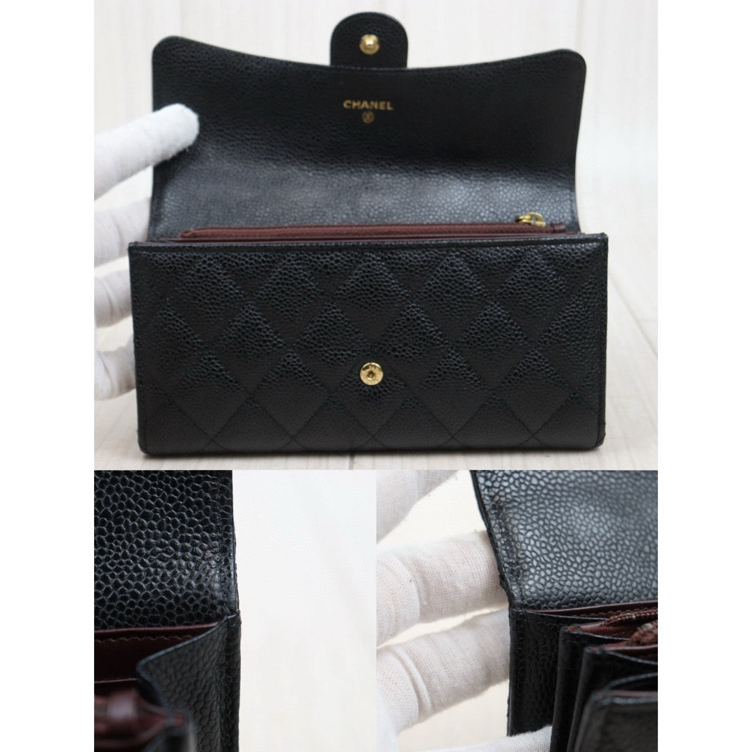Very Good ( Rank A) ｜CHANEL Caviar Skin Black Long Wallet Made In 2017Year｜25051512