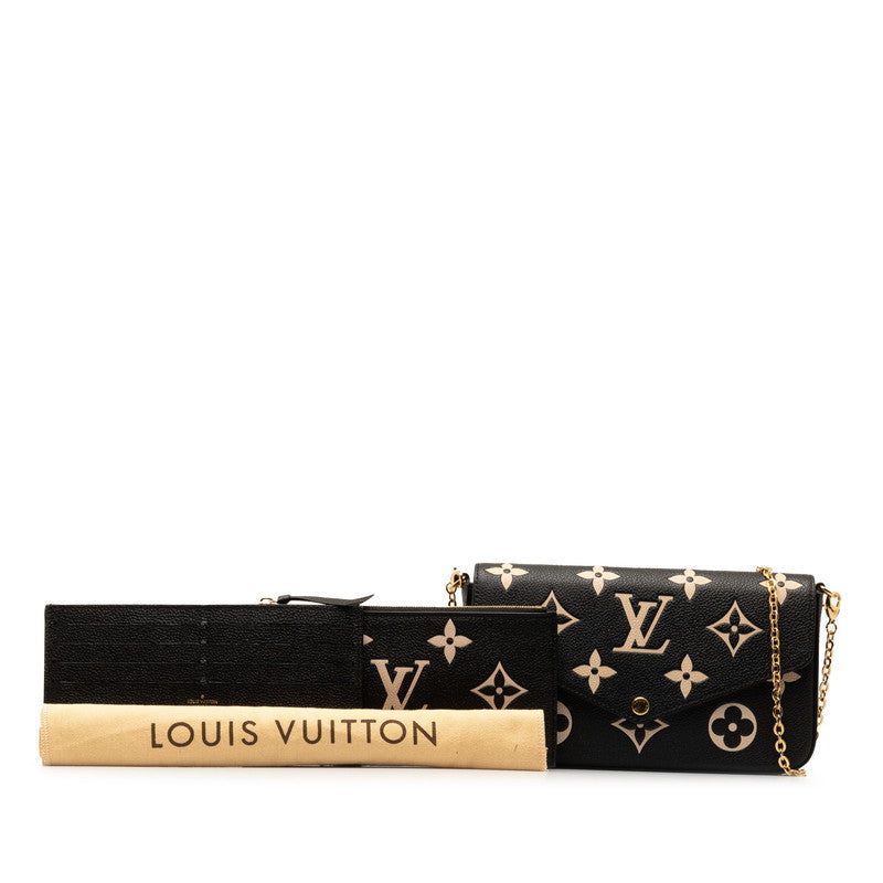 Louis Vuitton Monogram Implant Bi-Color Pochette Felice Chain S Wallet M82479 Black Beige  Leather  Louis Vuitton