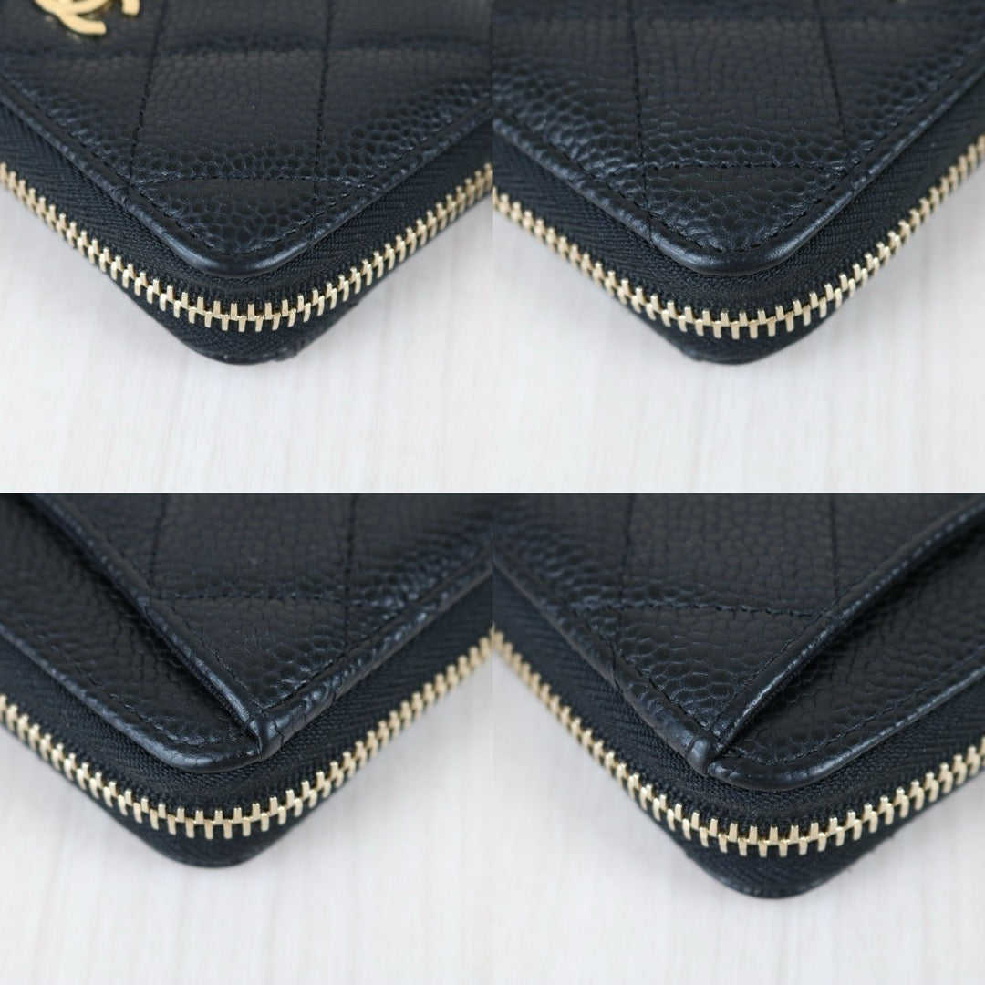 Very Good ( Rank A) ｜CHANEL Caviar Skin Leather Calf  Wallet Black Made In 2018 Year｜X25050603