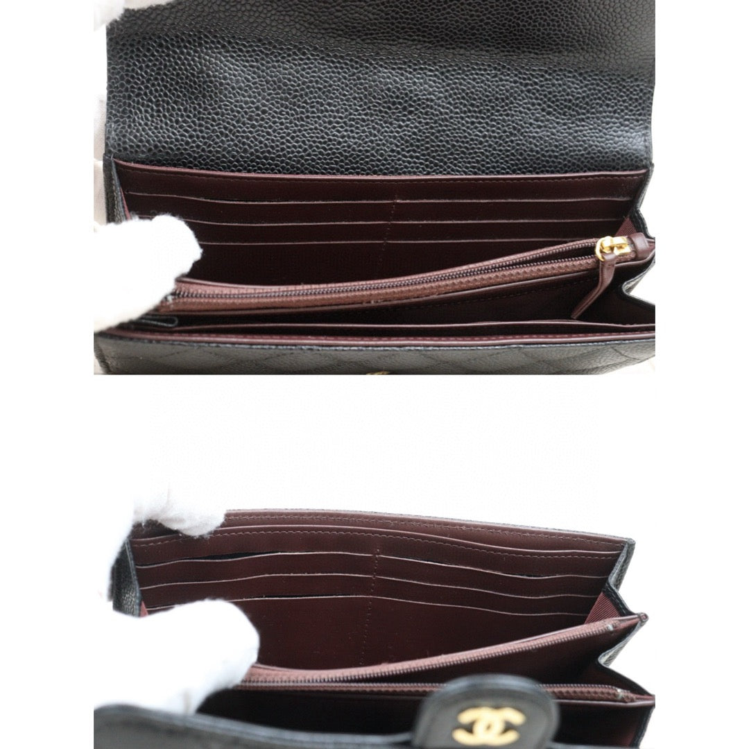 Very Good ( Rank A) ｜CHANEL Caviar Skin Black Long Wallet Made In 2017Year｜25051512