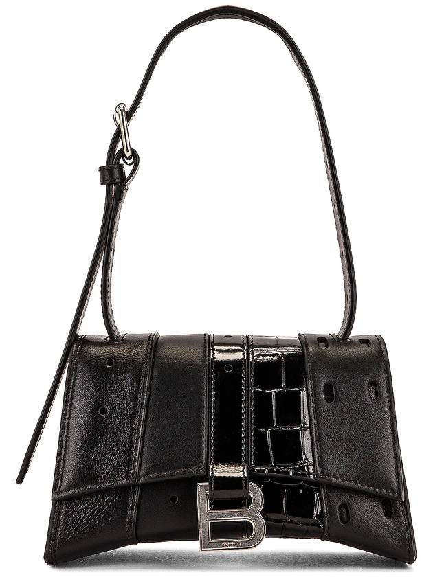 Luxury Balenciaga  Hourglass Mix Leather Tote Bag Black