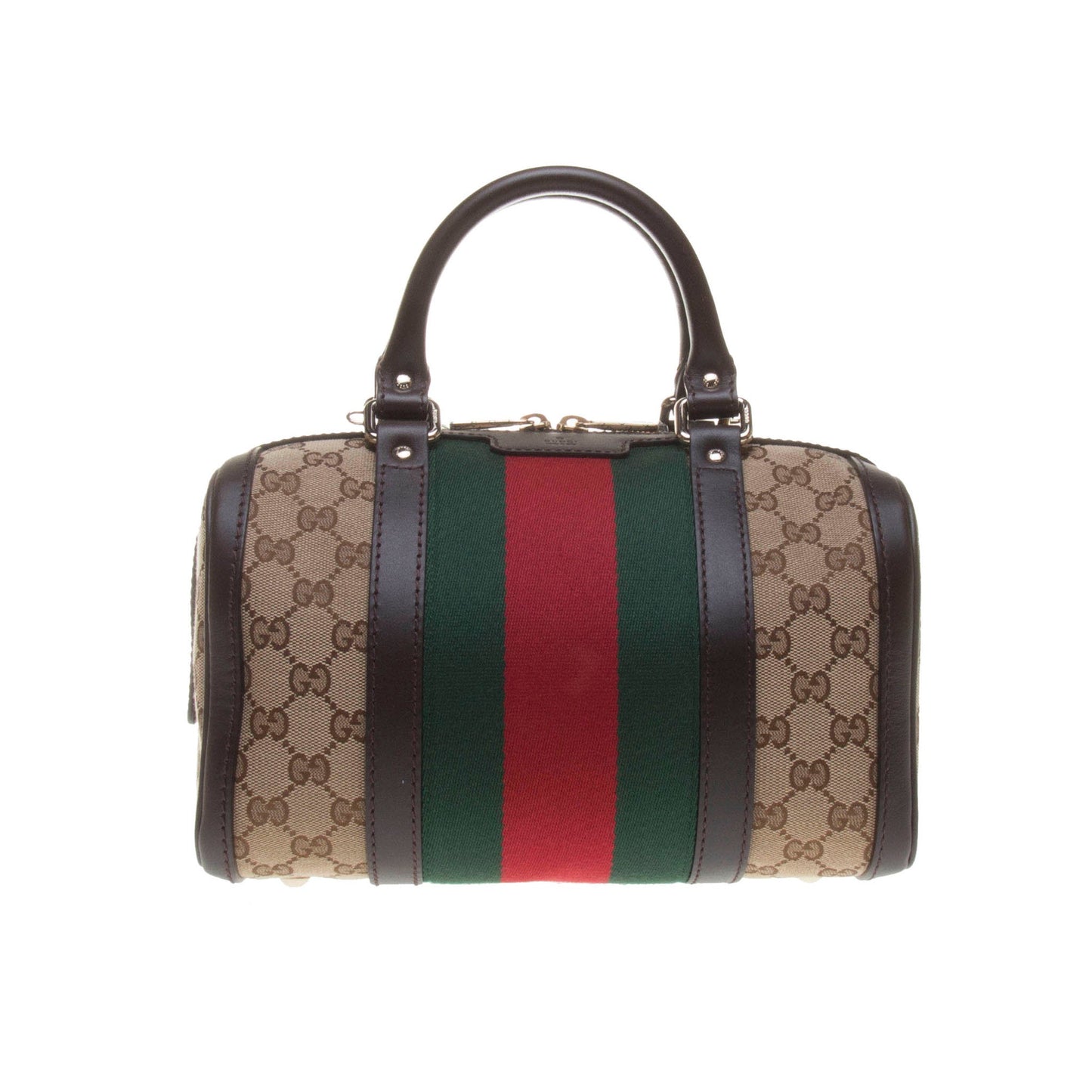 Gucci 269876 Beige/Ebony GG Fabric with Brown Leather Trim Handbag