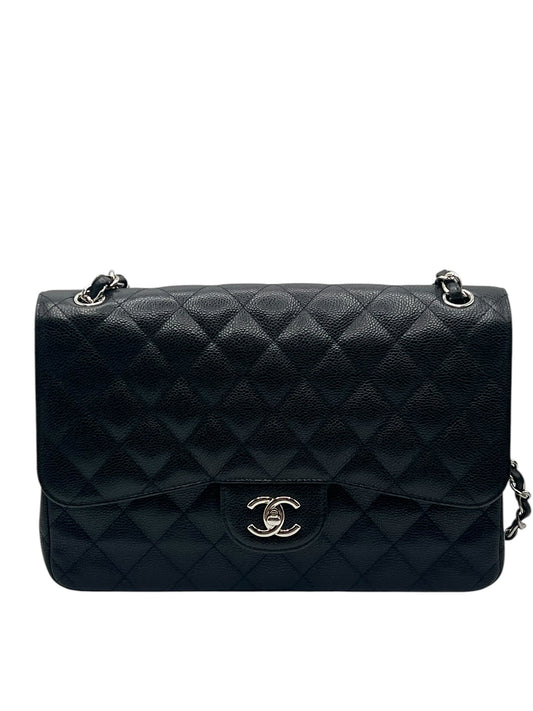Chanel - sac jumbo cuir caviar noir