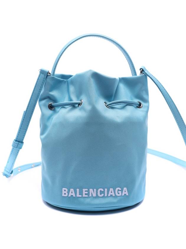 Luxury Balenciaga  Wheel Drawstring XS Bucket Bag Sky Blue