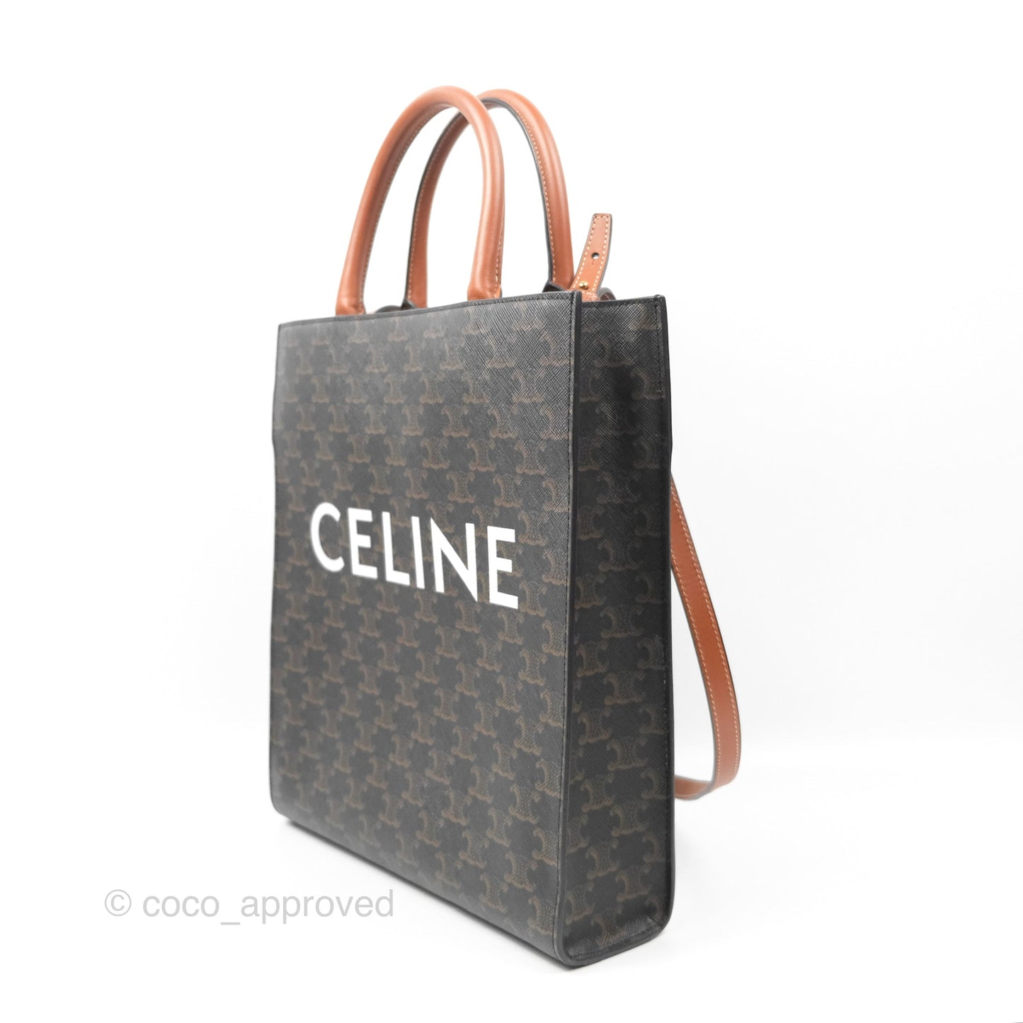 Celine Small Vertical Cabas Tote Triomphe Canvas Tan