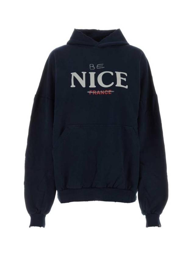 Luxury Balenciaga  Be Nice Printed Hoodie Navy