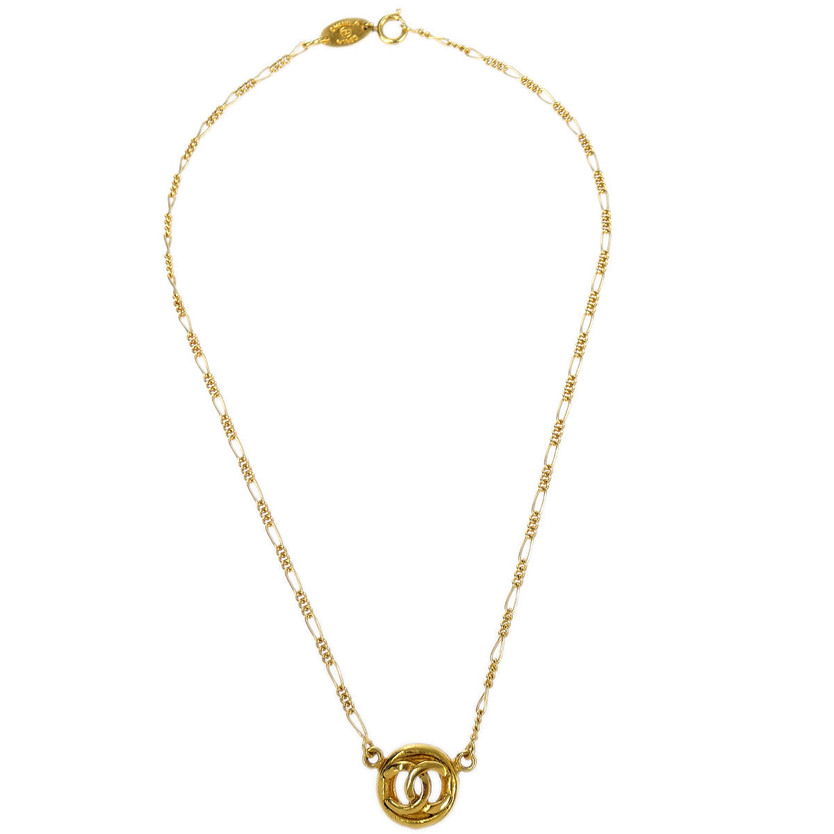 Chanel 1983 Round CC Gold Chain Pendant Necklace
