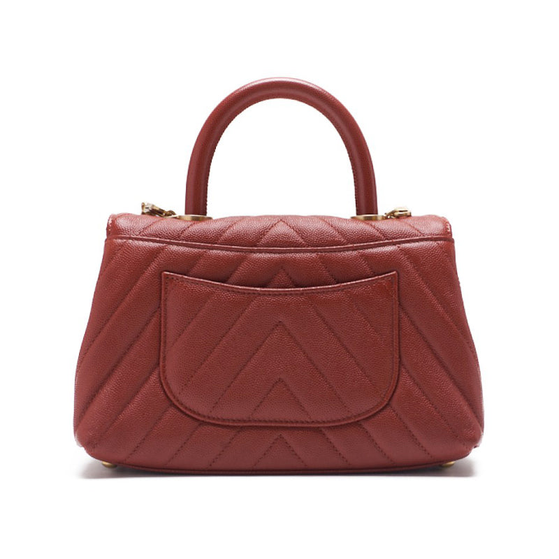 CHANEL V Stitch Coco Handle 2WAY Handbag Caviar S Red  Handbag  Shoulder Bag Ladies Handbag Hybrid 【 Delivery】 Netherlands Online