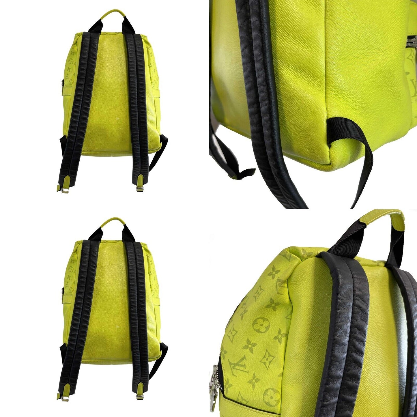 LOUIS VUITTON Taiga Monogram Discovery Backpack Neon Yellow