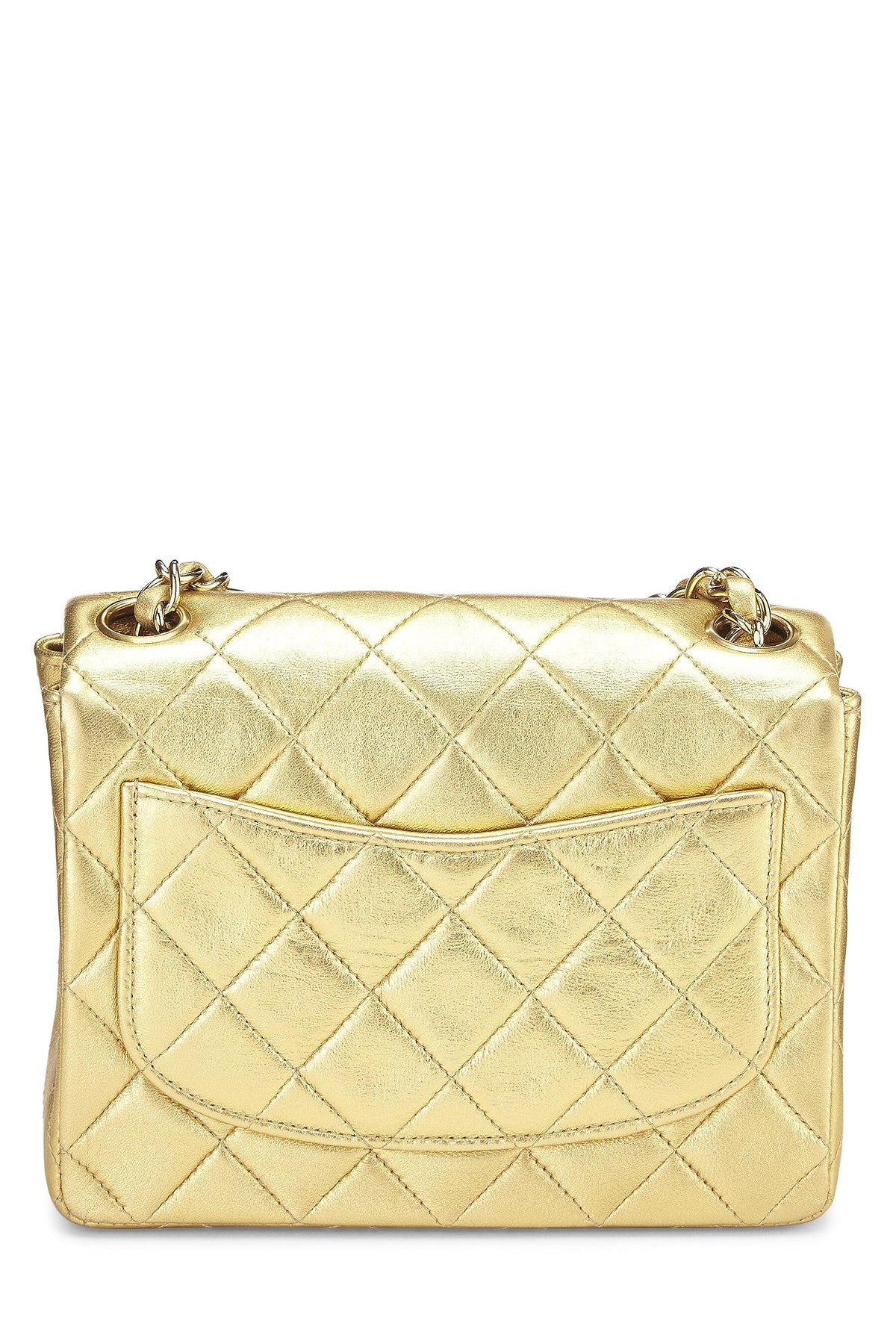 Chanel,  Gold Quilted Lambskin Square Flap Bag, Gold