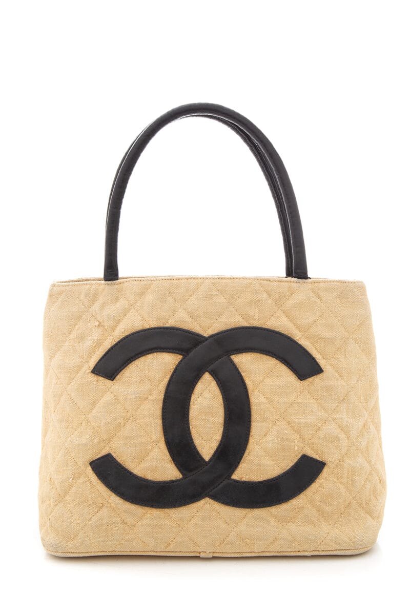 Chanel Vintage 1991 Beige Cloth Cambon Tote