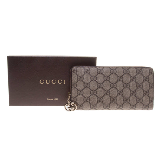 Gucci 307982 Beige/Ebony GG Supreme Canvas Zip Around Long Wallet