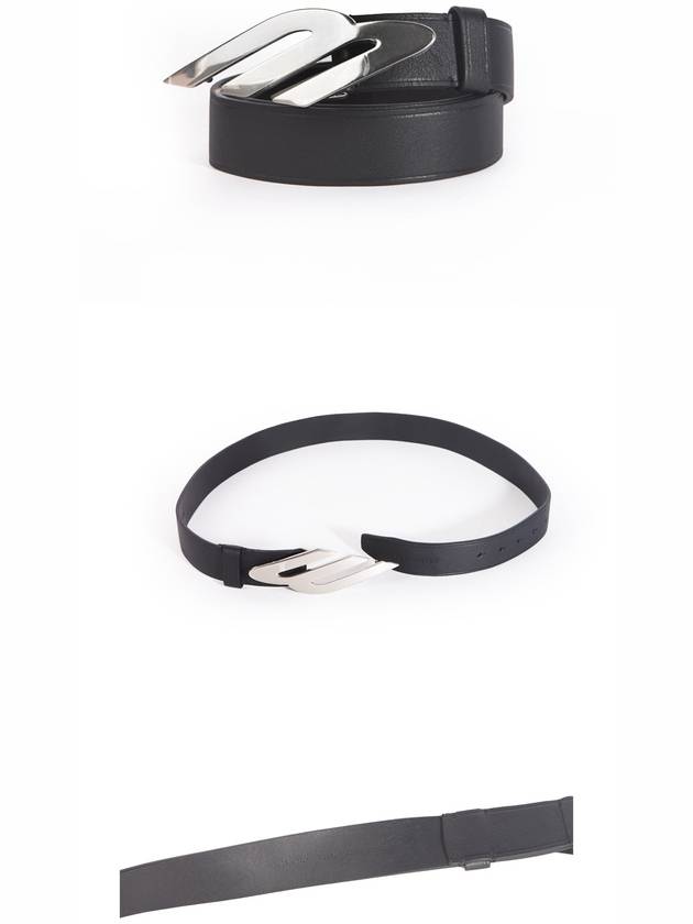 Luxury Balenciaga  3B Logo Leather Belt Black