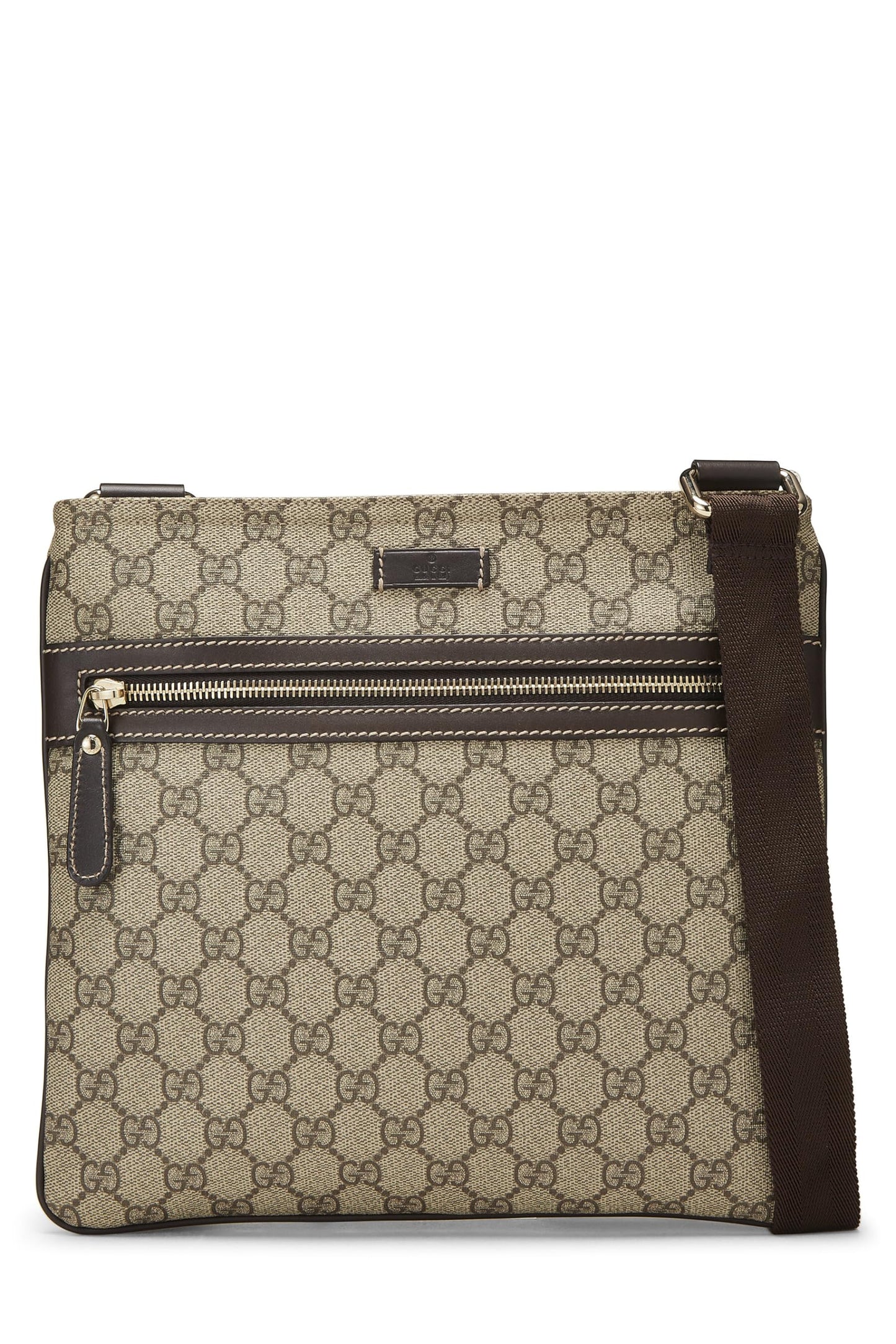 Gucci, Original GG Supreme Canvas Flat Messenger Bag, Brown