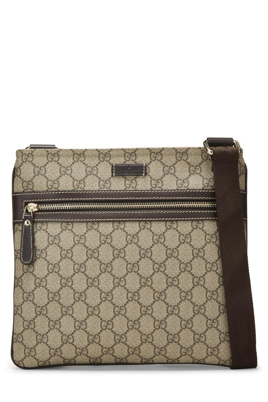Gucci, Original GG Supreme Canvas Flat Messenger Bag, Brown