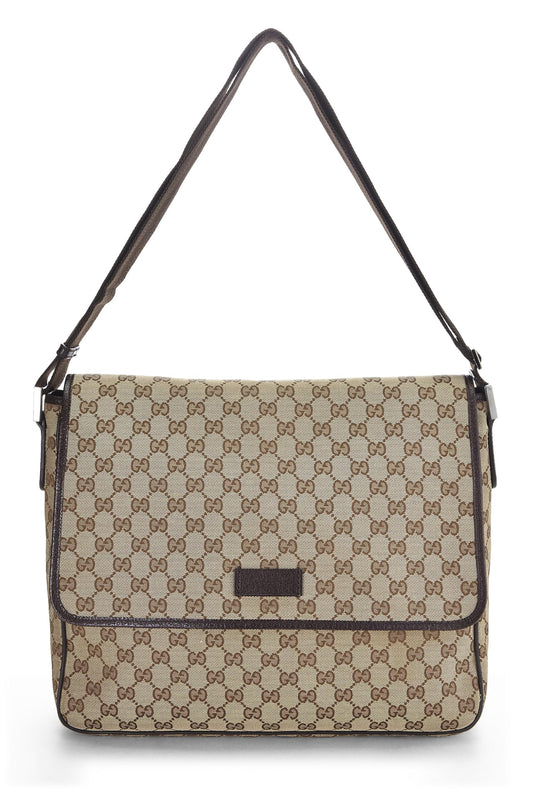 Gucci, Original GG Canvas Buckle Flap Messenger, Brown