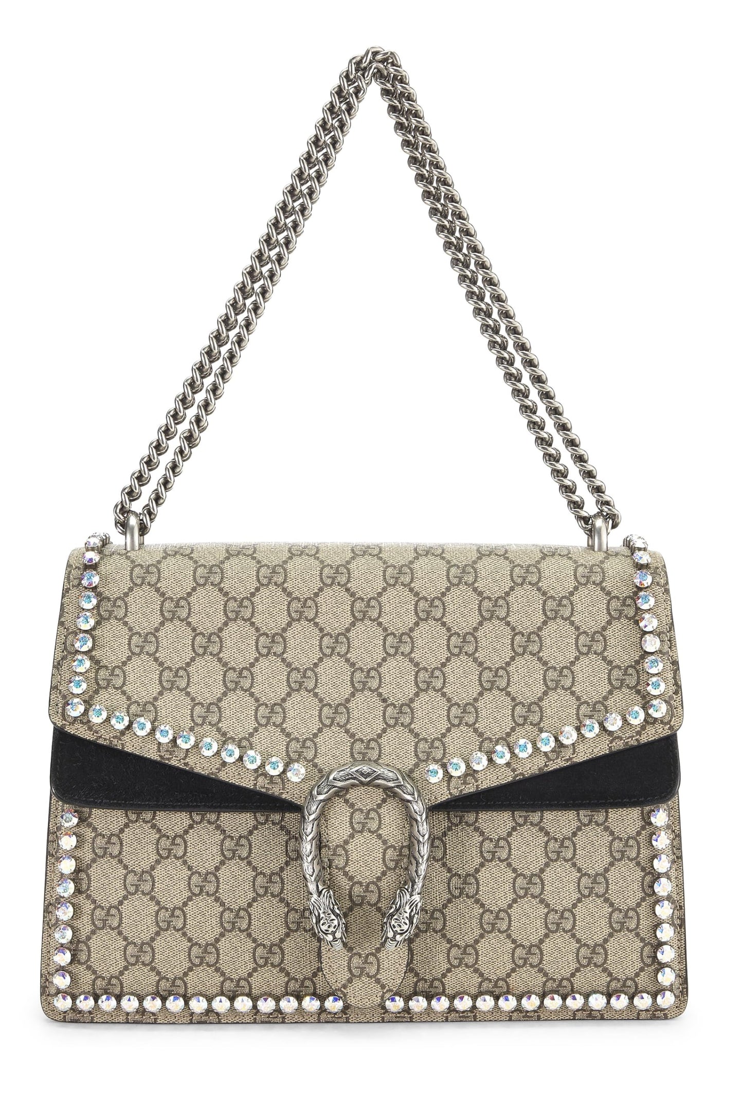 Gucci, Original GG Supreme Canvas Crystal Embellished Dionysus Bag Medium, Black