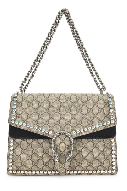 Gucci, Original GG Supreme Canvas Crystal Embellished Dionysus Bag Medium, Black