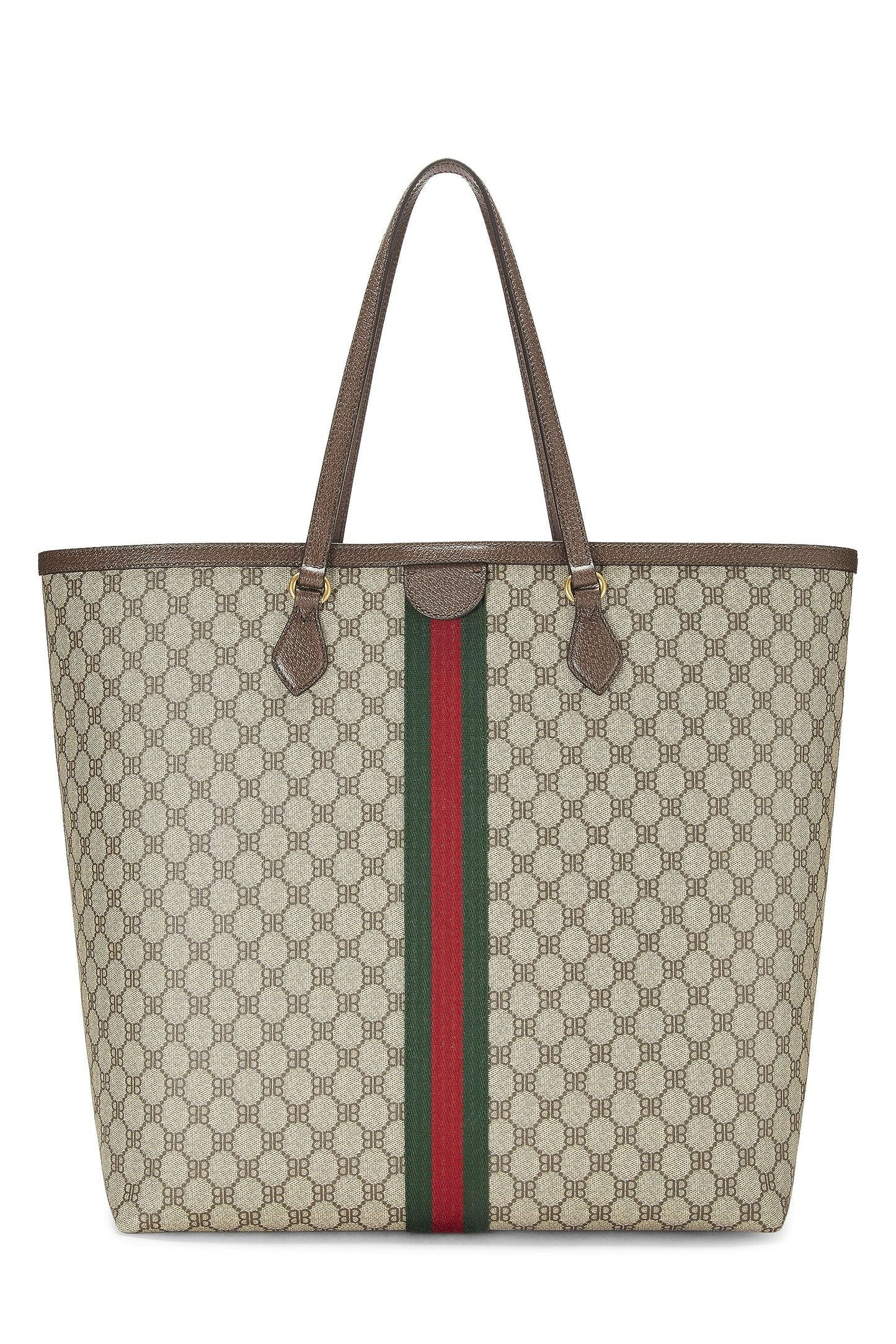 Balenciaga, Balenciaga x Gucci Beige Coated Canvas Hacker Graffiti Tote Large, Brown
