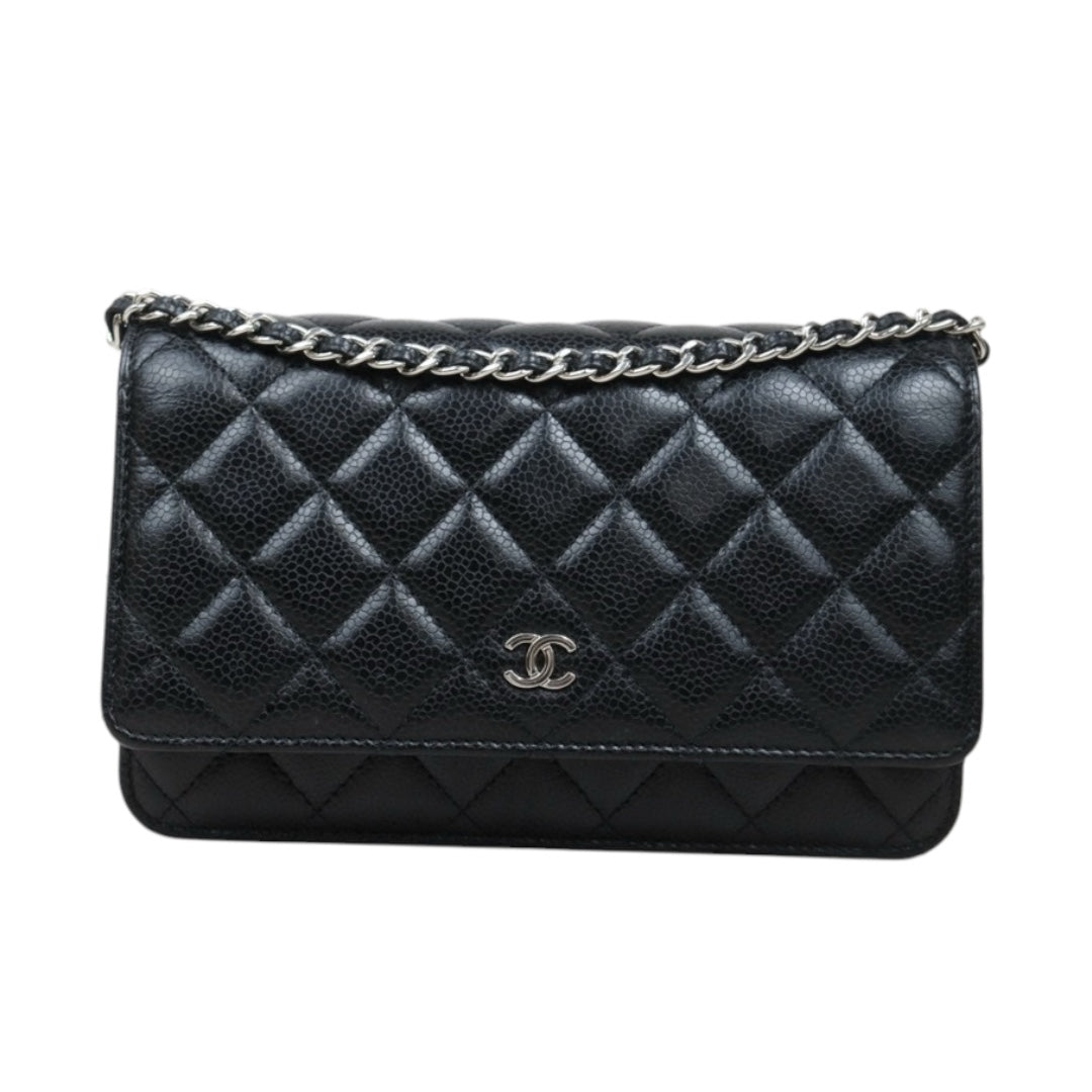 Very Good ( Rank A)｜ CHANEL Matelasse Caviar Skin Chain Wallet Black  Made in 2020-2021 Year ｜S25012702