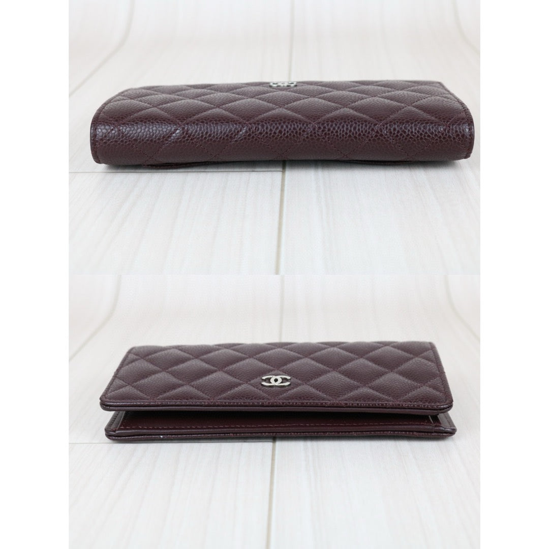 Excellent（Rank SA）｜CHANEL Caviar Skin Brown Long Wallet Made In 2014 Year｜S25031502