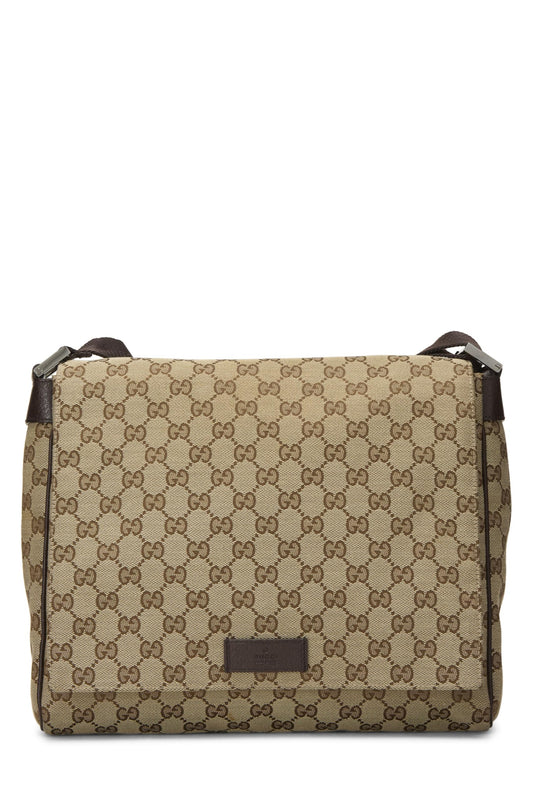 Gucci, Brown Original GG Canvas Flap Messenger, Brown