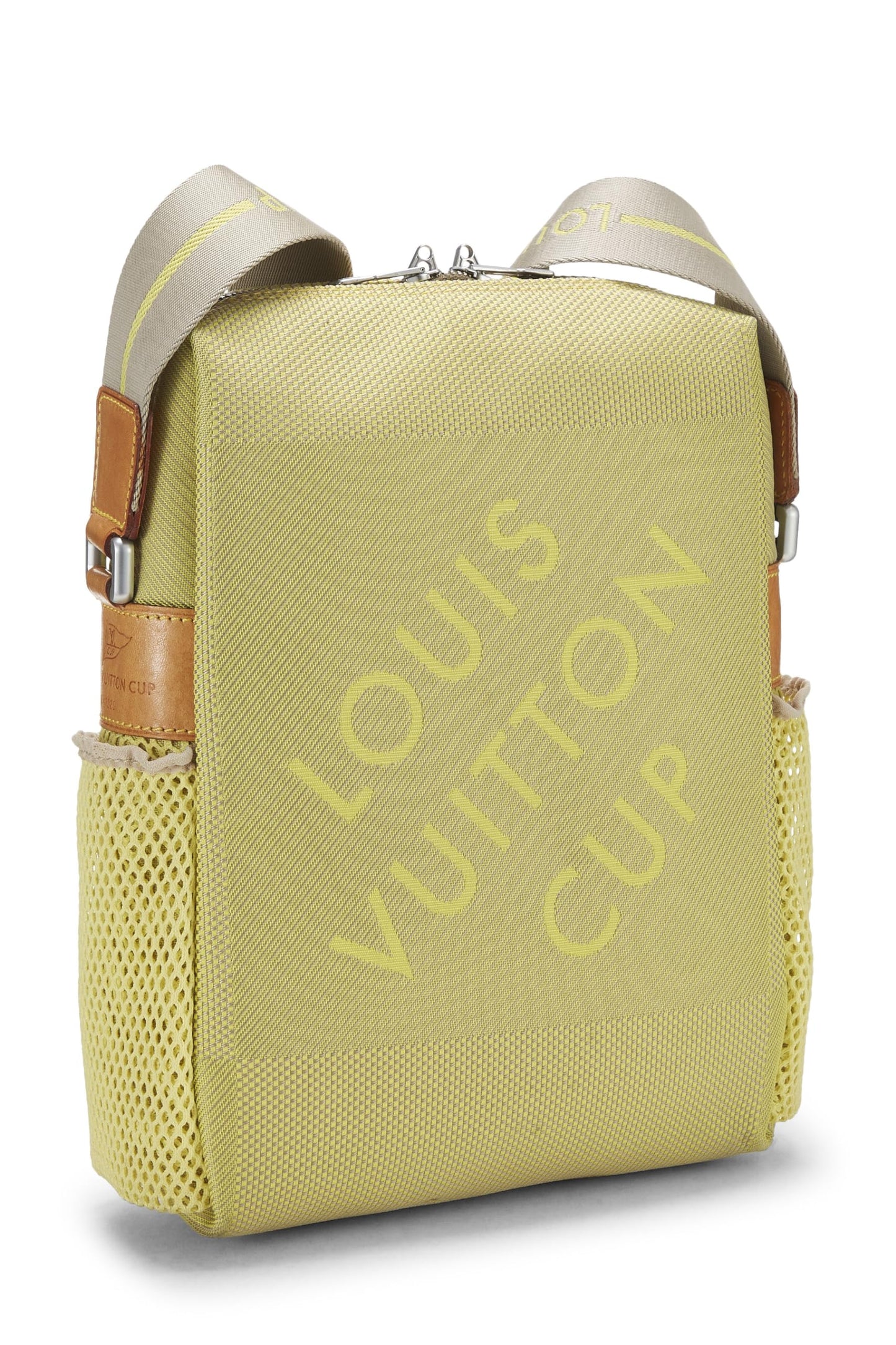 Louis Vuitton,  Limited Edition LV Cup Jaune Green Damier Geant Weatherly Crossbody, Yellow
