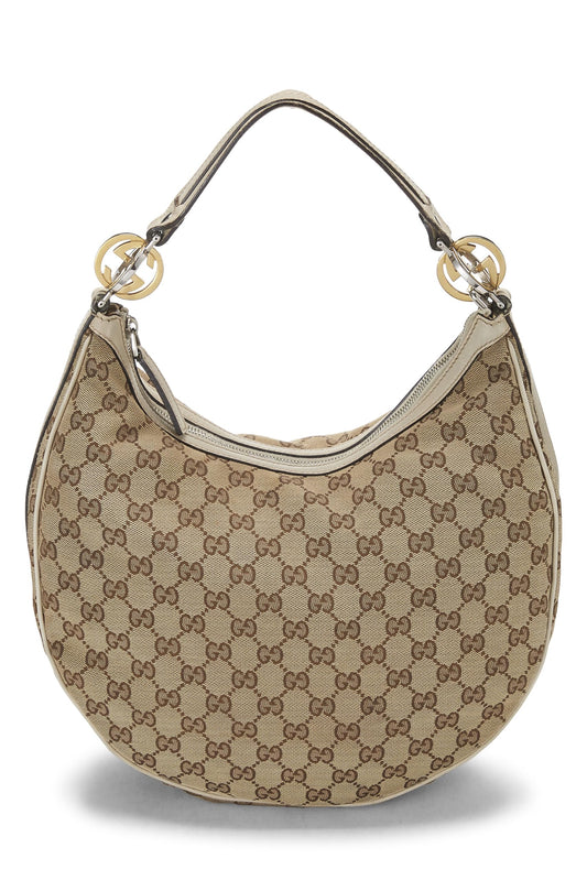 Gucci, White Original GG Canvas Twins Hobo, White