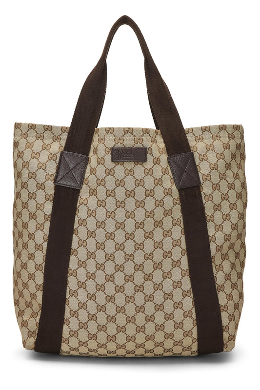 Gucci, Original GG Canvas Flat Web Tote, Brown