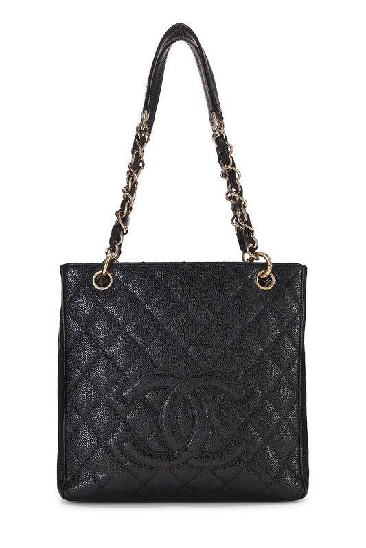 Chanel,  Black Quilted Caviar Petite Shopping Tote (PST), Black