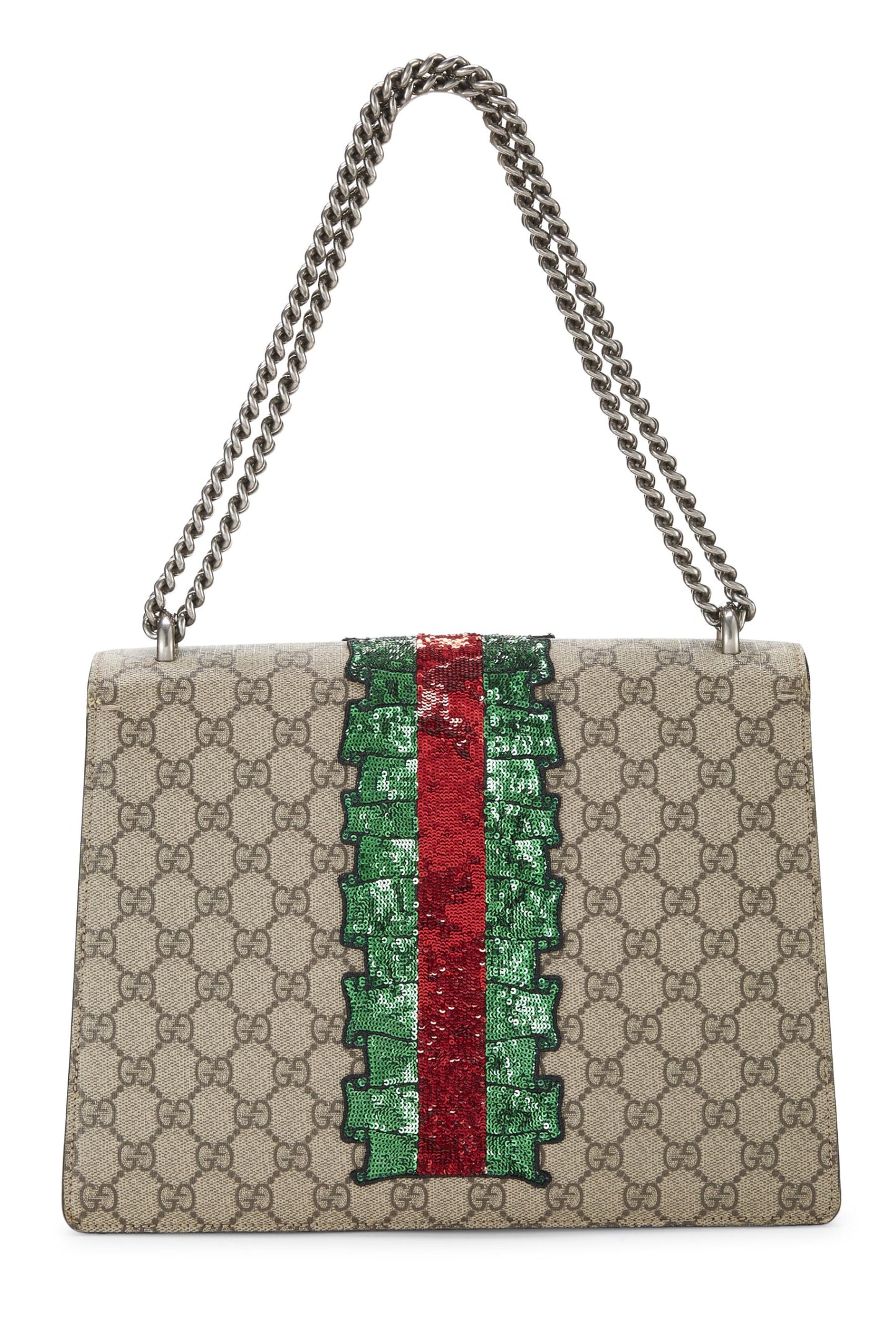 Gucci, Multicolor Embroidered GG Supreme Canvas Dionysus Bag Medium, Brown