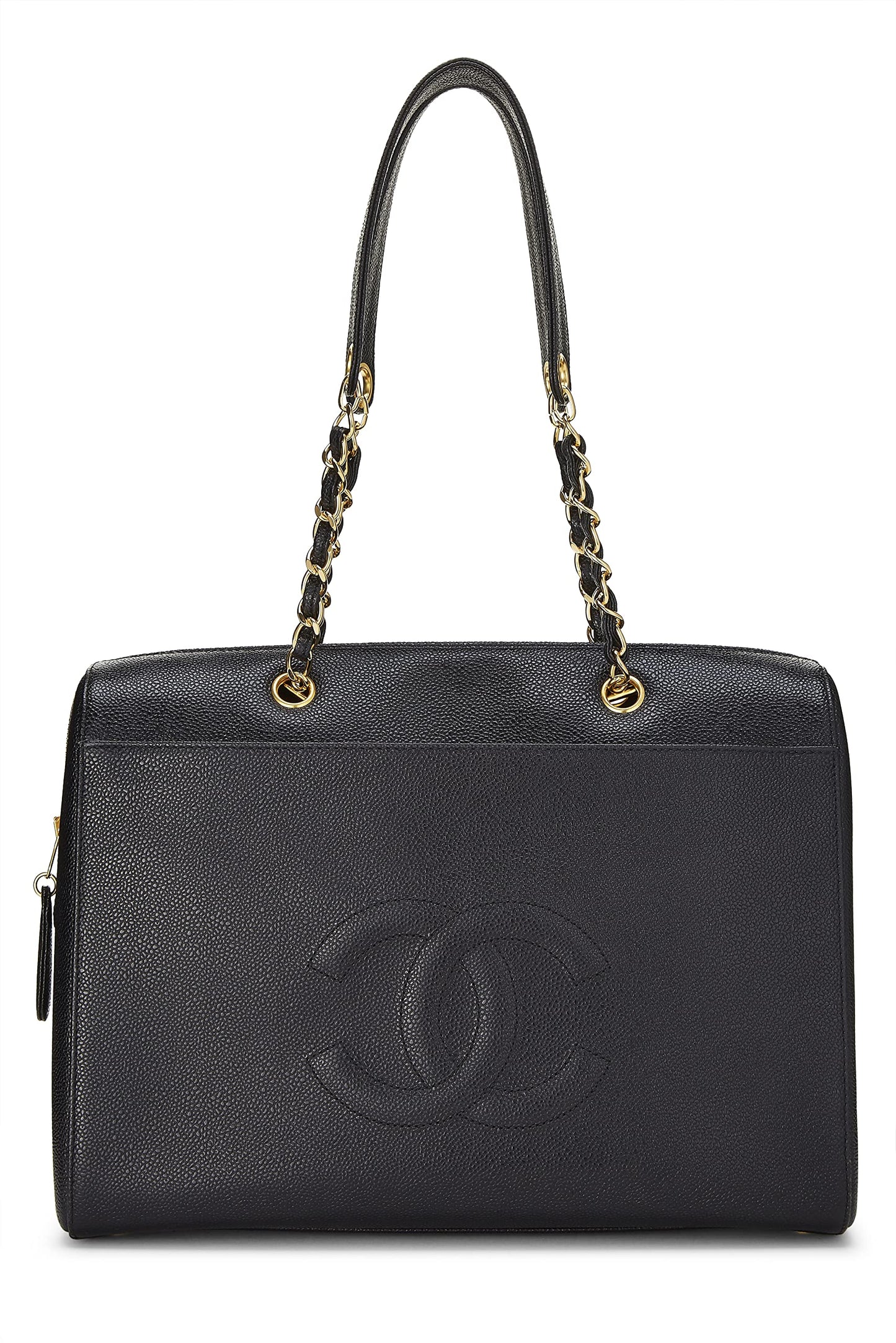 Chanel,  Black Caviar Zip Tote Small, Black