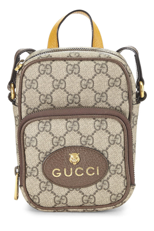 Gucci, Brown GG Supreme Neo Vintage Double Zip Camera Bag Mini, Brown