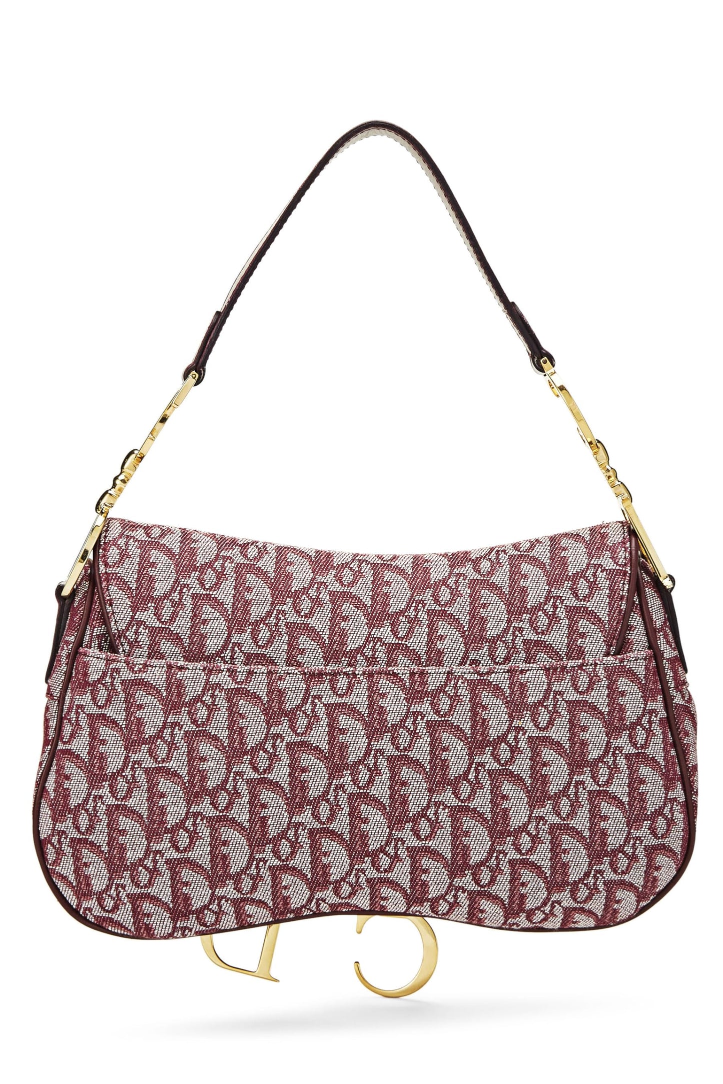 Dior,  Burgundy Trotter Canvas Double Saddle Bag, Burgundy