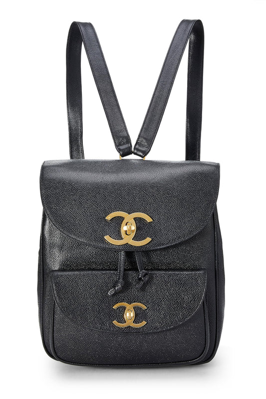 Chanel,  Black Caviar Backpack Medium, Black