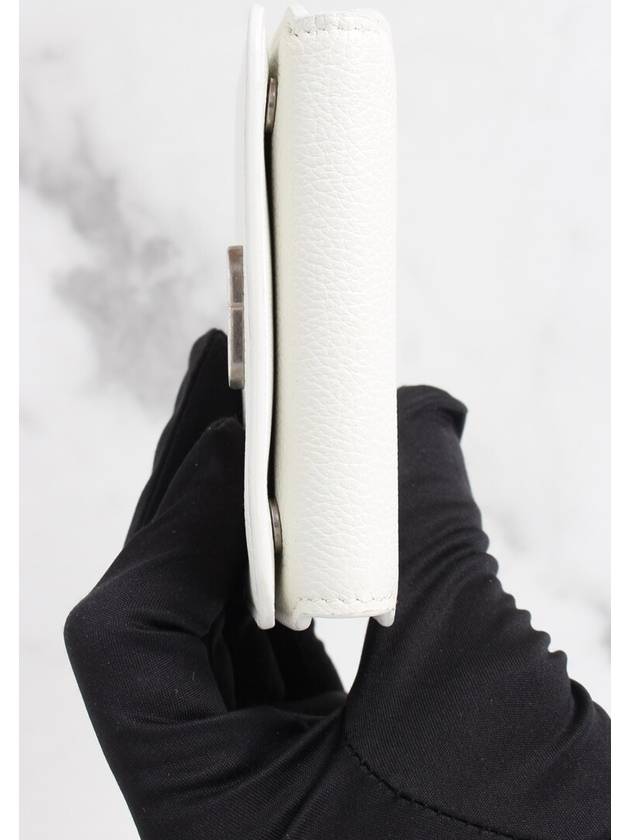 Luxury Balenciaga  BB silver bi fold wallet white