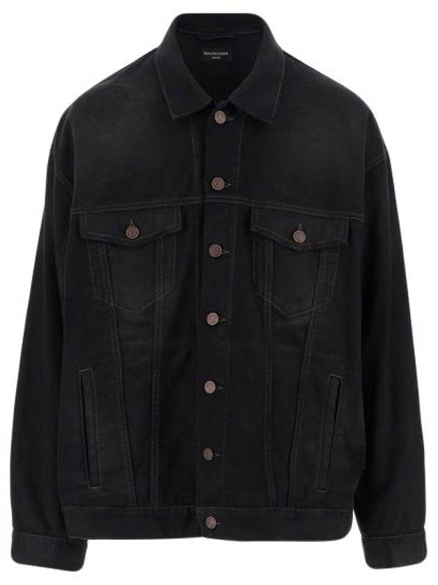 Luxury Balenciaga  Political Campaign Logo Oversized Denim Jacket Black