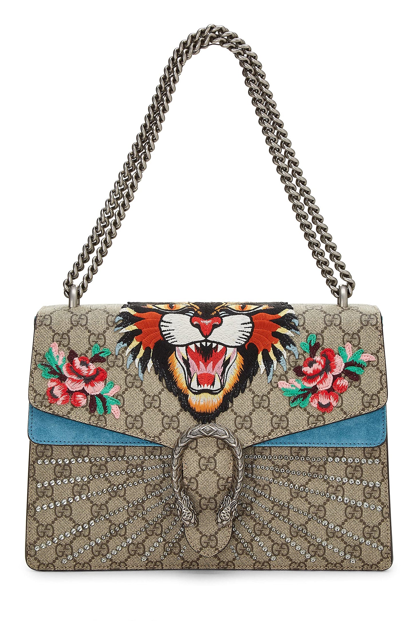 Gucci, Blue GG Supreme Canvas Embellished Tiger Dionysus Shoulder Medium, Blue