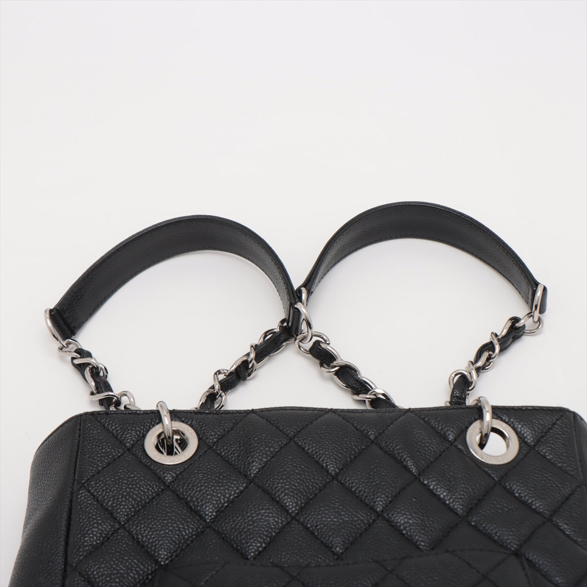 Chanel PST Caviar S Tote Top Bag Black Silver Gold  15th