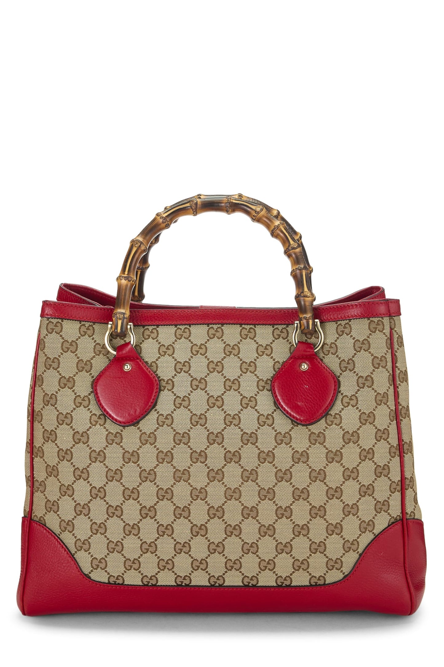 Gucci, Red Original GG Canvas Bamboo Tote Small, Red