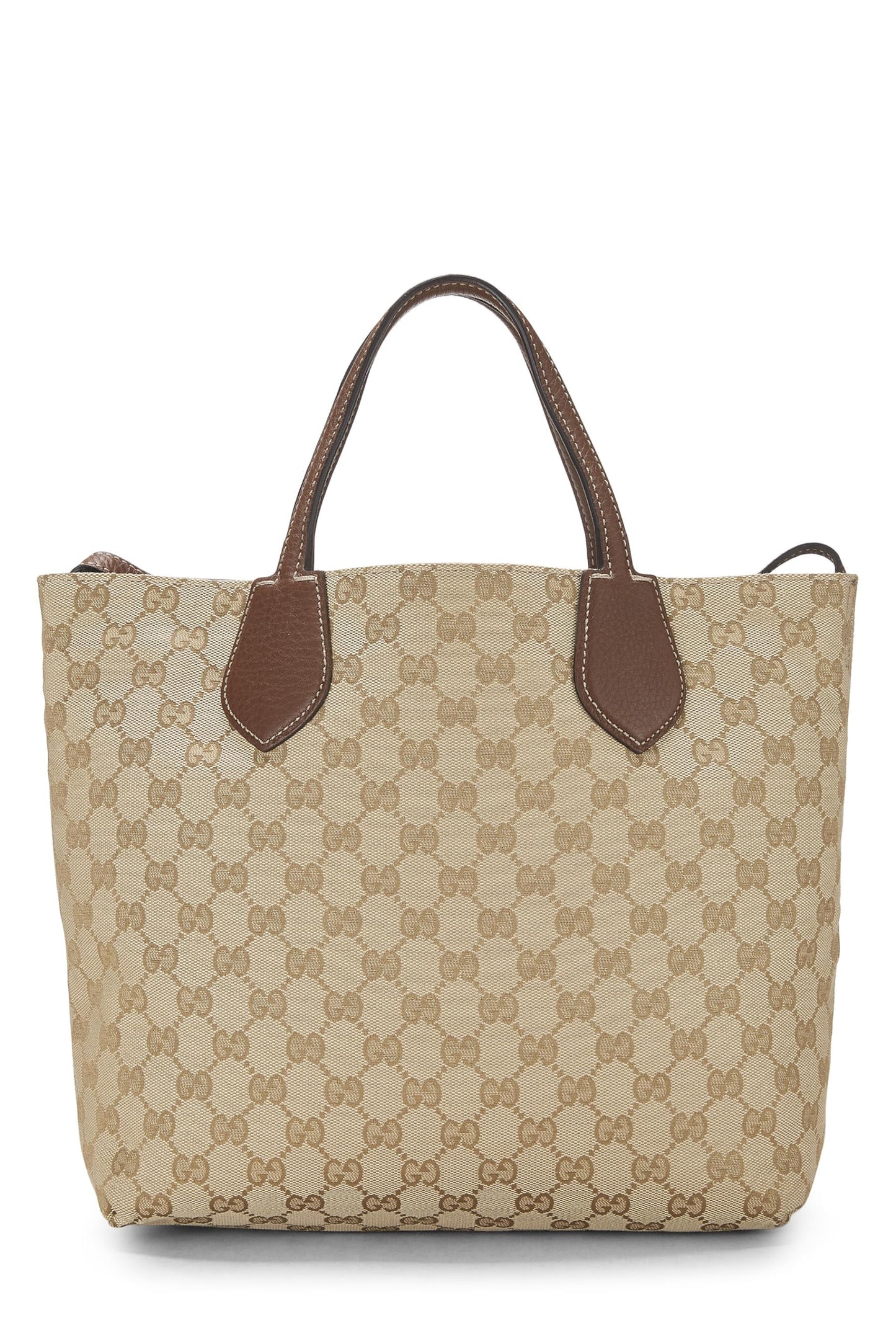 Gucci, Original GG Canvas & Brown Leather Reversible Tote Small, Brown