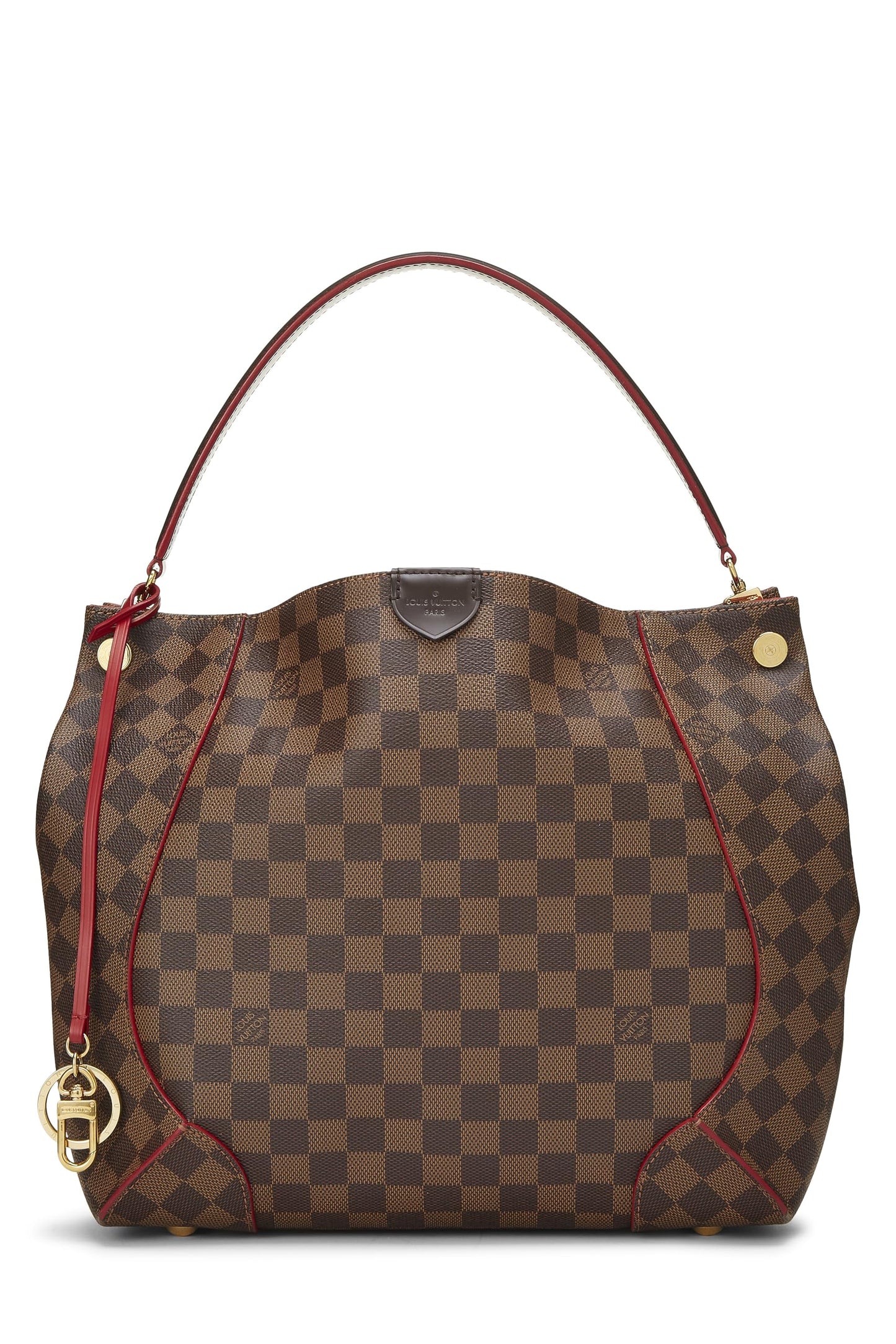 Louis Vuitton,  Damier Ebene Caissa Tote MM, Red